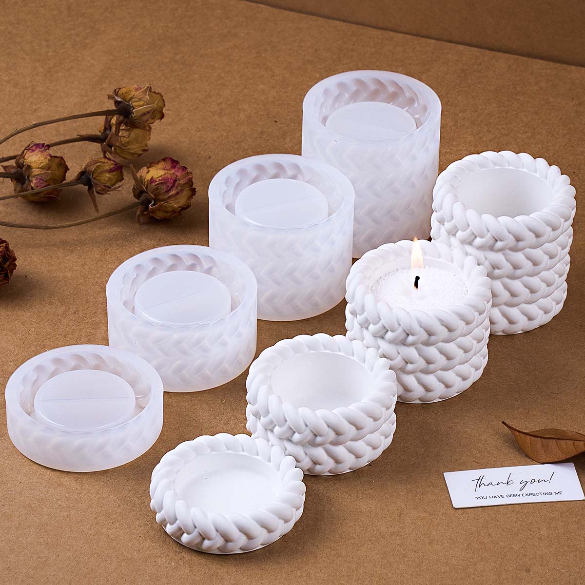 Coaster Mold Round - 1/2/3/4 Katlı Kenevir Halatlı Mum Kavanozu
