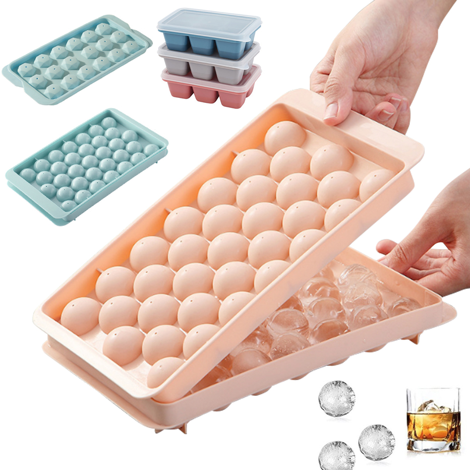 Coaster Mold Round - 3D Yuvarlak Buz Küpü Tepsi Kapaklı
