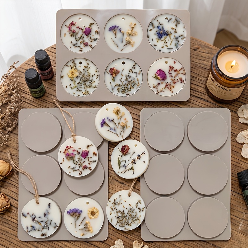 Resin Craft Ideas - 6 Bölmeli Yuvarlak Etiket Silikon Kalıp
