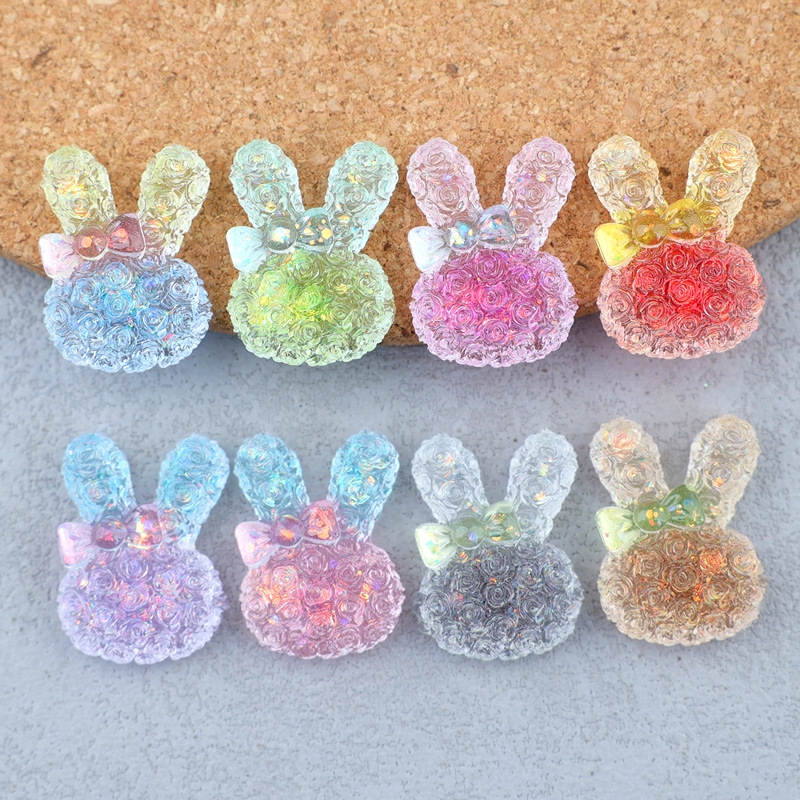 Resin Craft Material - 5 adet 18*25mm ışıklı degrade tavşan